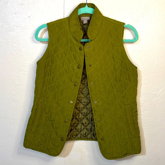 J. Jill Quilted Nylon Olive Green Vest -XS-#0001 - Picture 6 of 9